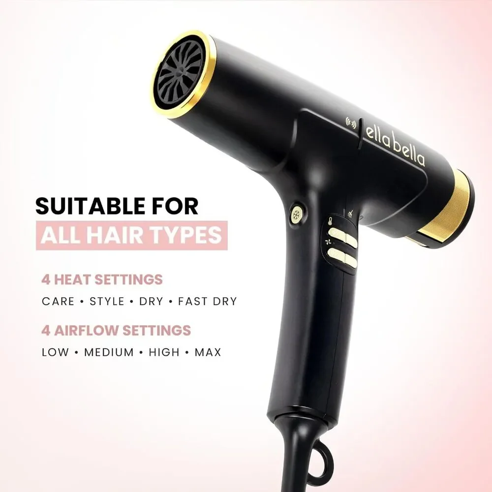 NEW Ionic Hair Blow Dryer w Smart Sensor Mat AUTO-PAUSE Frizz Control Diffuser